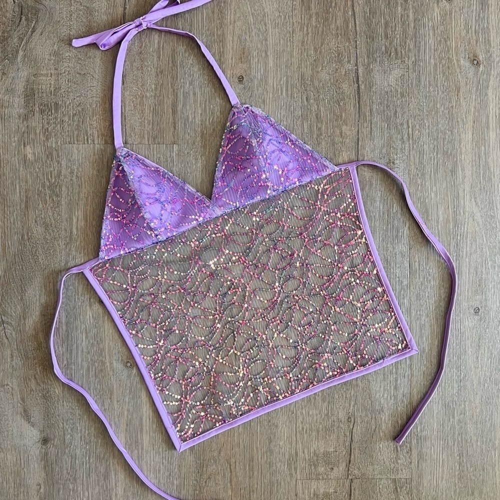 Handmade Y2K Fairycore Mermaid
Embellished Halter Babydoll Vest Top - Purple - Picture 4 of 8